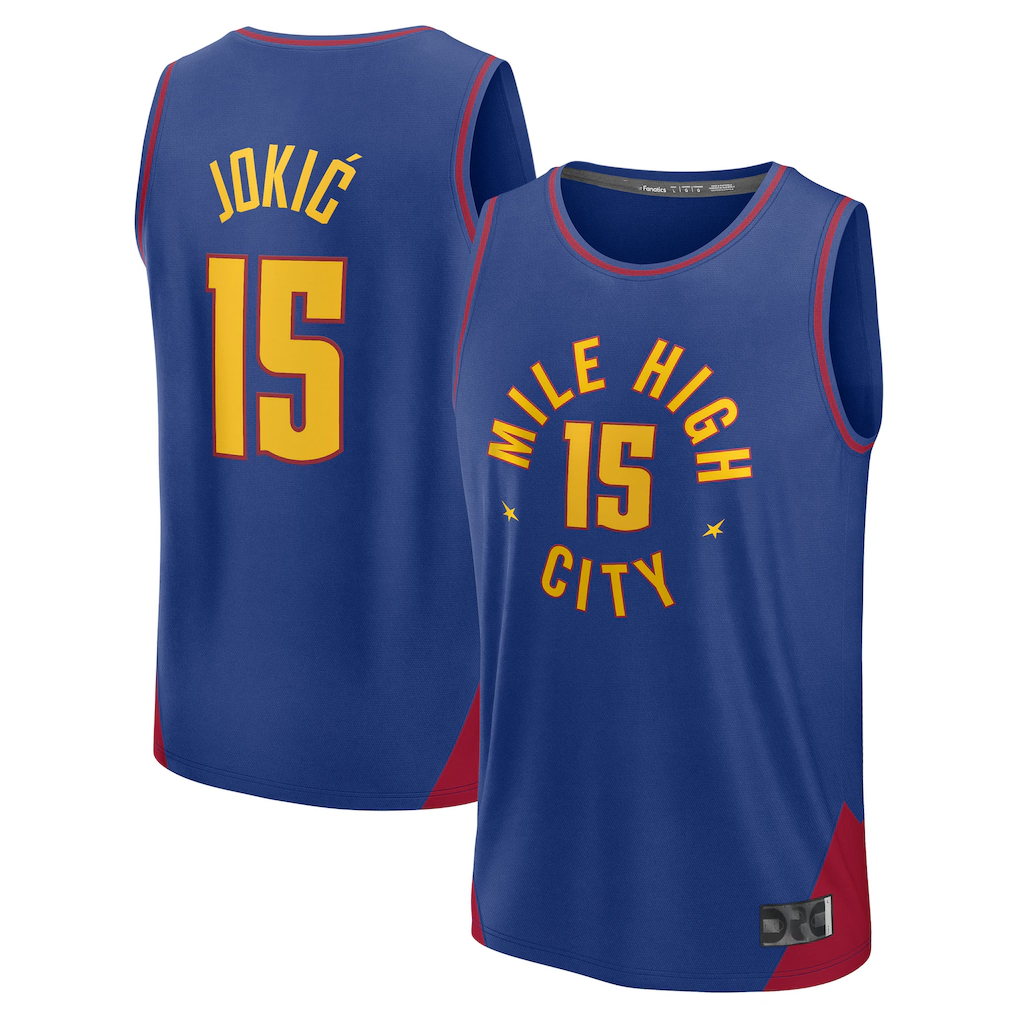 Trusc D.Nuggets #15 Nikola Jokic  Blue Fast Break Replica Player Jerseys - Statement Edition