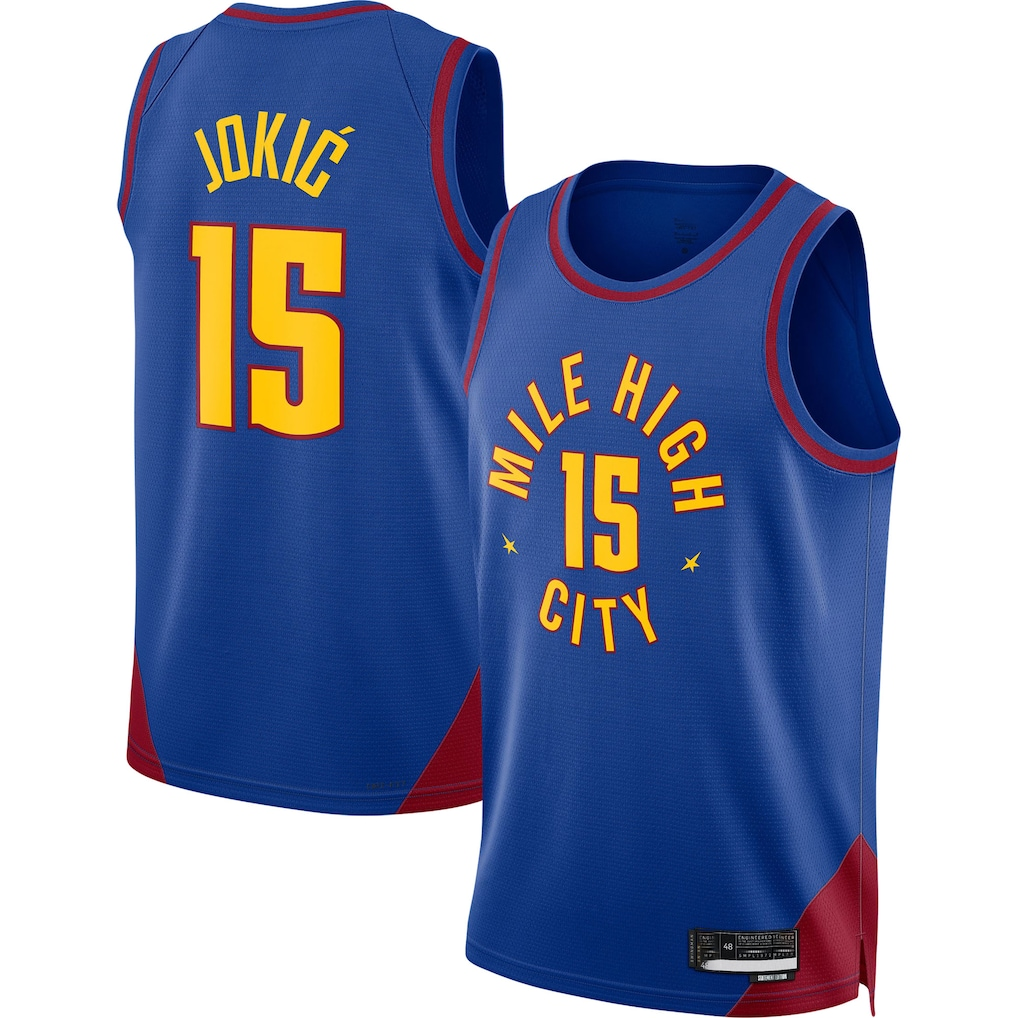 Trusc D.Nuggets #15 Nikola Jokic Blue Swingman Jerseys - Statement Edition