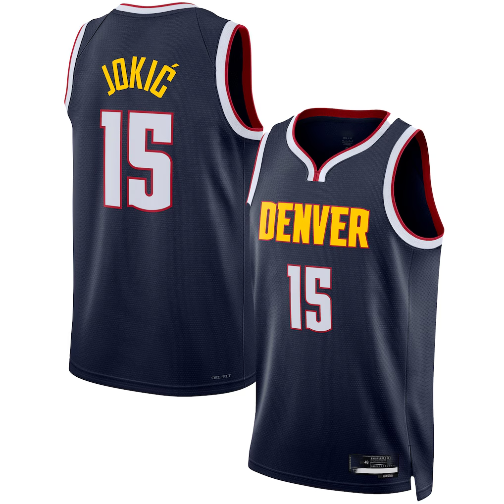 Trusc D.Nuggets #15 Nikola Jokic Navy Swingman Jerseys - Icon Edition