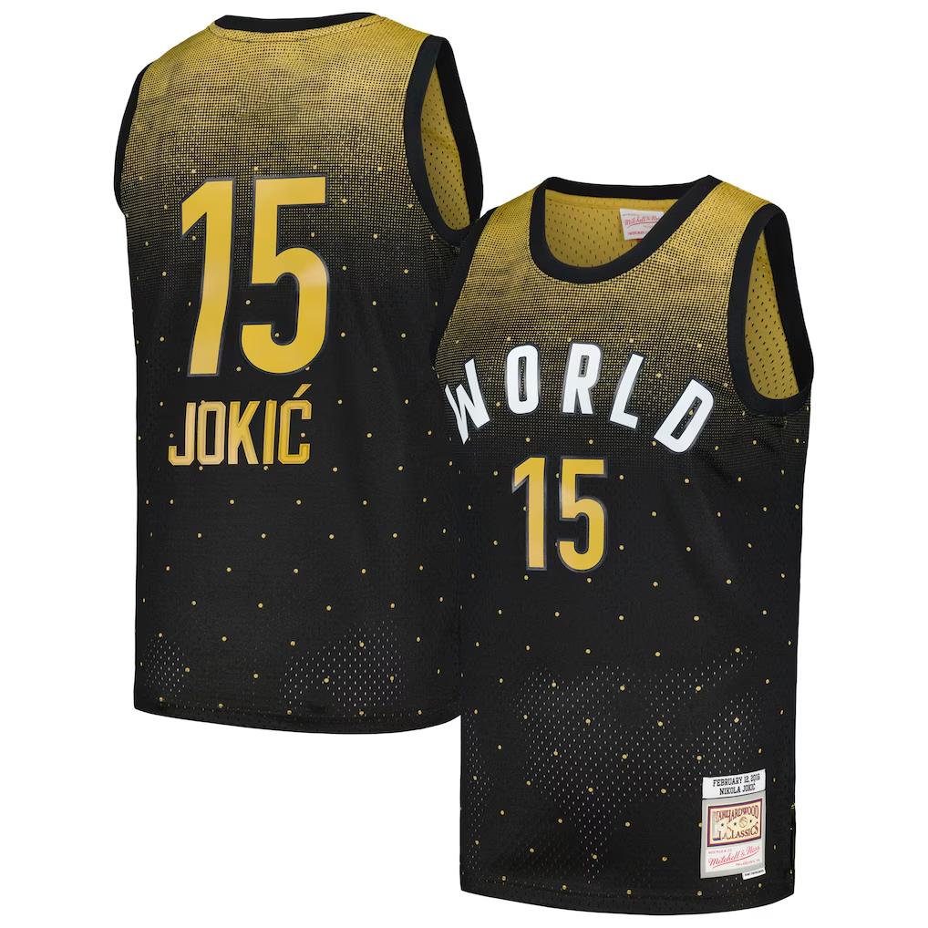 Trusc D.Nuggets #15 Nikola Jokic Rising Stars Challenge Mitchell & Ness Black Hardwood Classics Swingman Jerseys