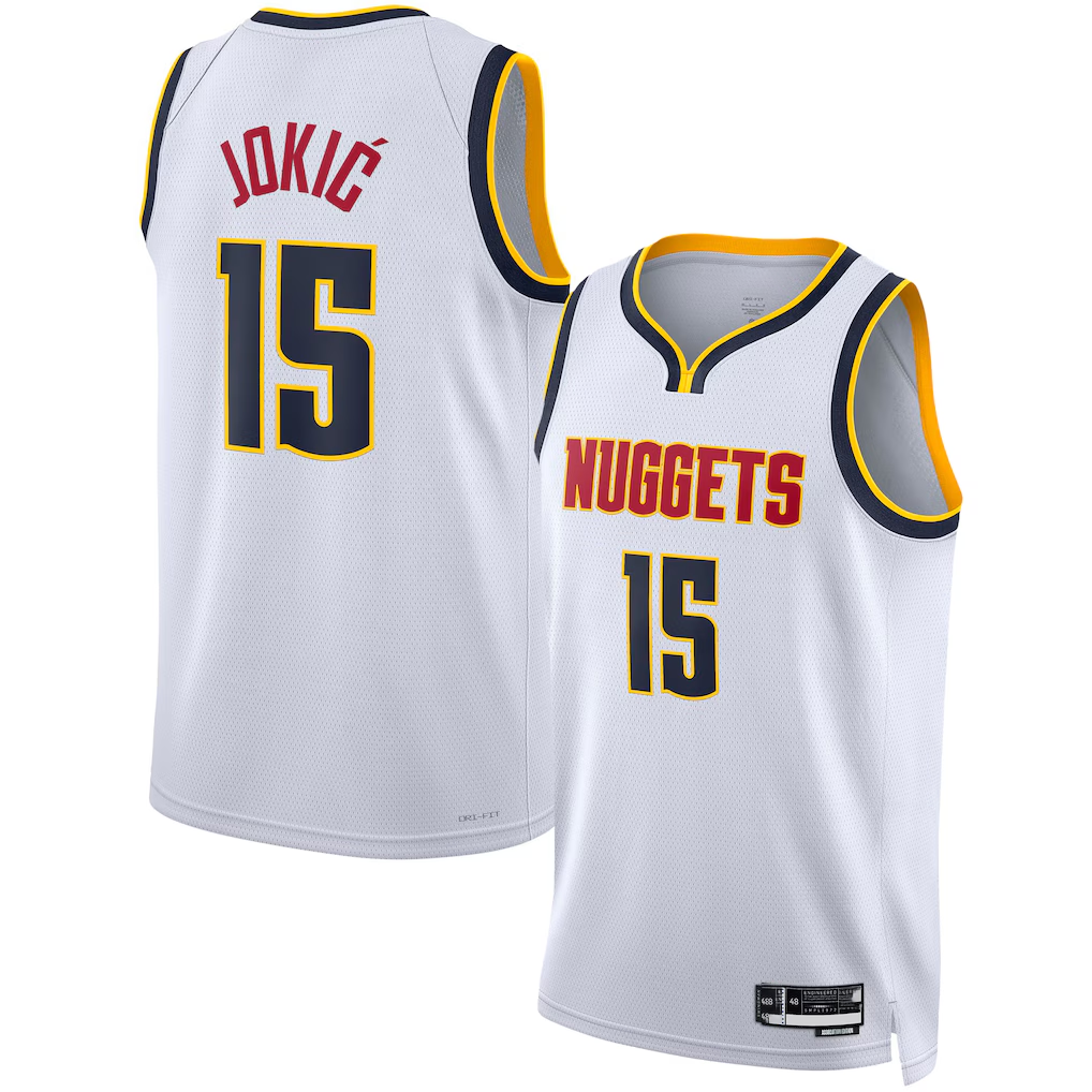Trusc D.Nuggets #15 Nikola Jokic White Swingman Jerseys - Association Edition
