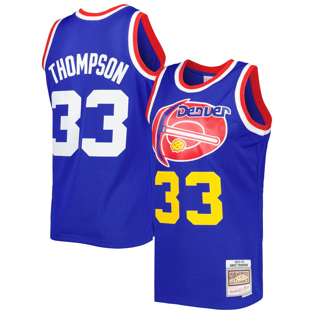 Trusc D.Nuggets #33 David Thompson Mitchell & Ness Royal Hardwood Classics 1975-76 Swingman Jersey