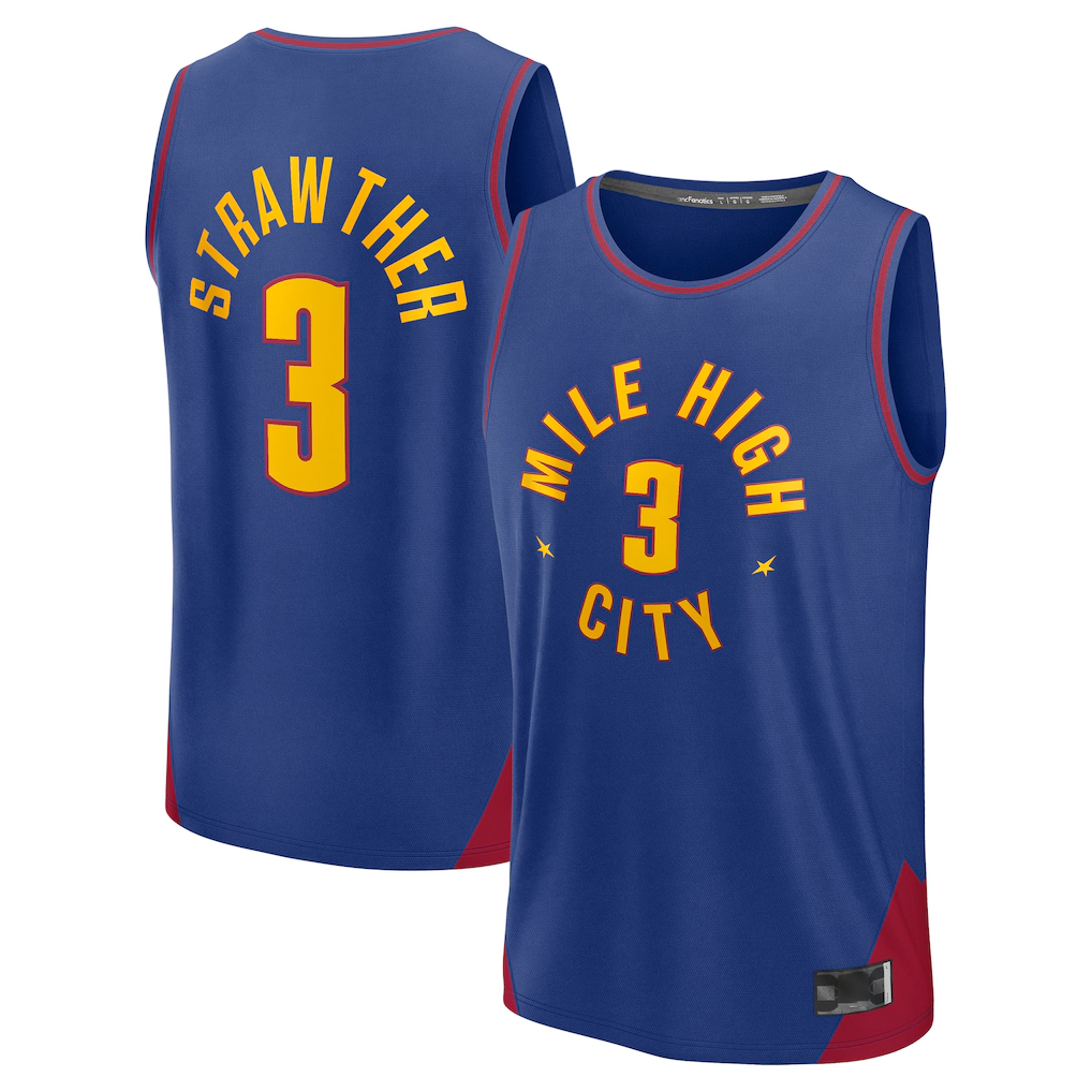Trusc D.Nuggets #3 Julian Strawther Blue Fast Break Replica Player Jerseys - Statement Edition