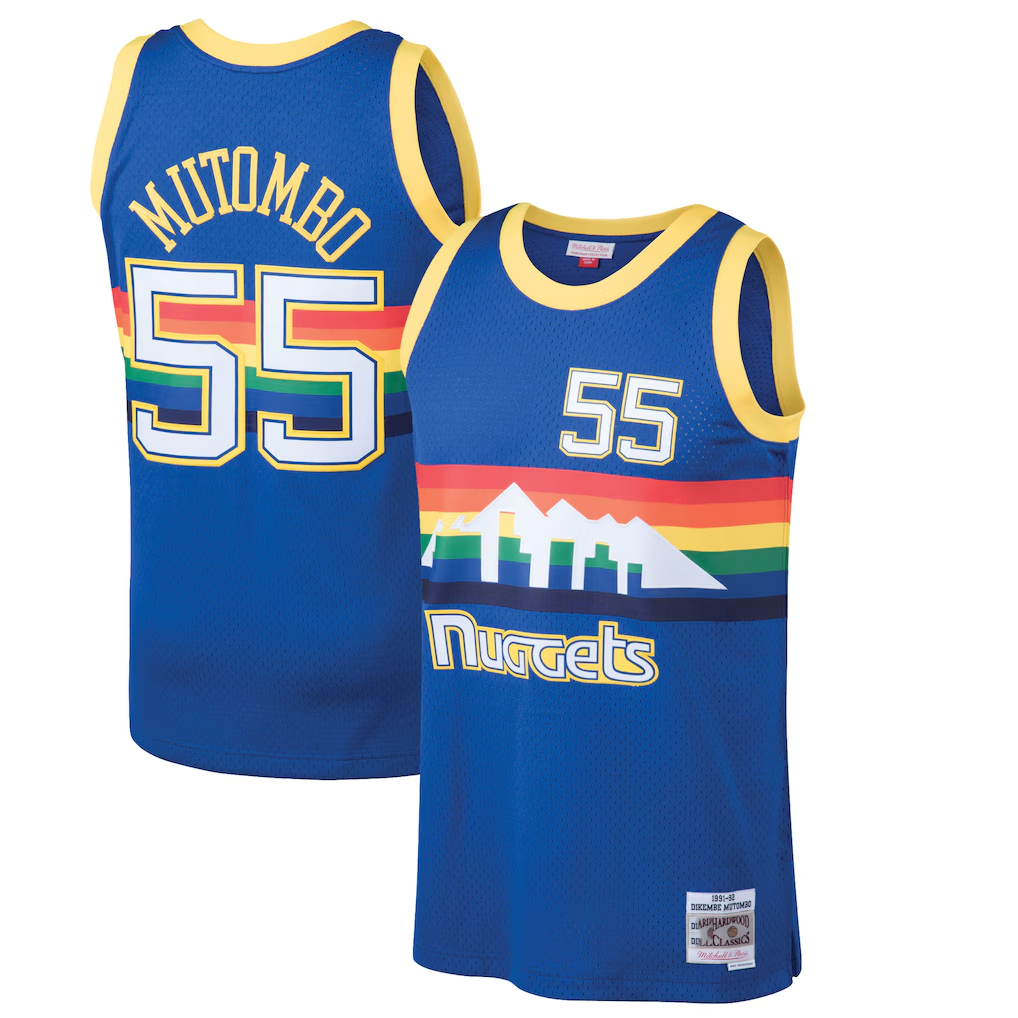 Trusc D.Nuggets #55 Dikembe Mutombo Mitchell & Ness Blue 199192 Hardwood Classics Swingman Jerseys