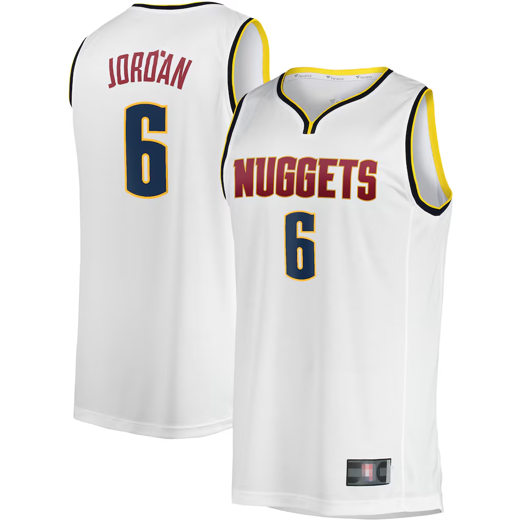 Trusc D.Nuggets #6 DeAndre Jordan White Fast Break Player Jerseys - Association Edition