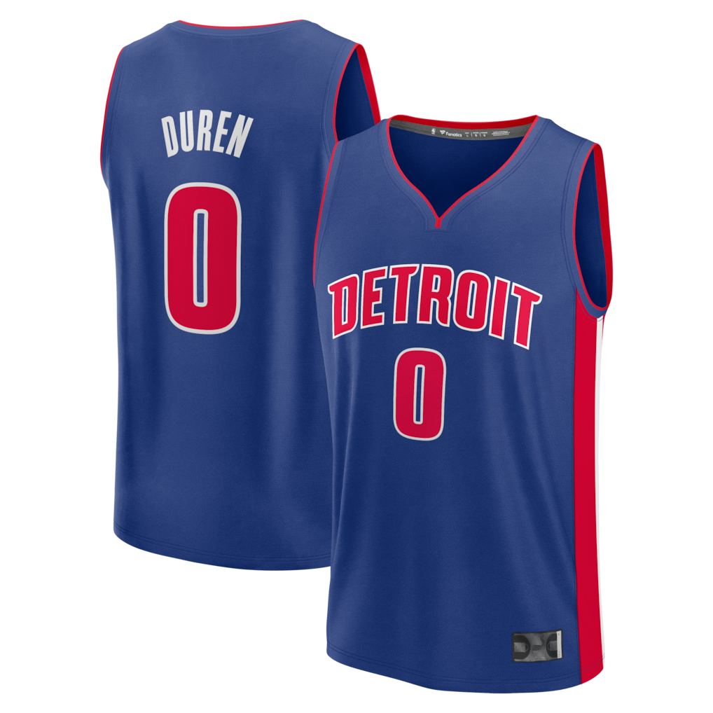 Trusc D.Pistons #0 Jalen Duren  Blue Fast Break Replica Jerseys - Icon Edition