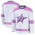 Trusc D.Stars White 2024 Hockey Fights Cancer Practice Jerseys