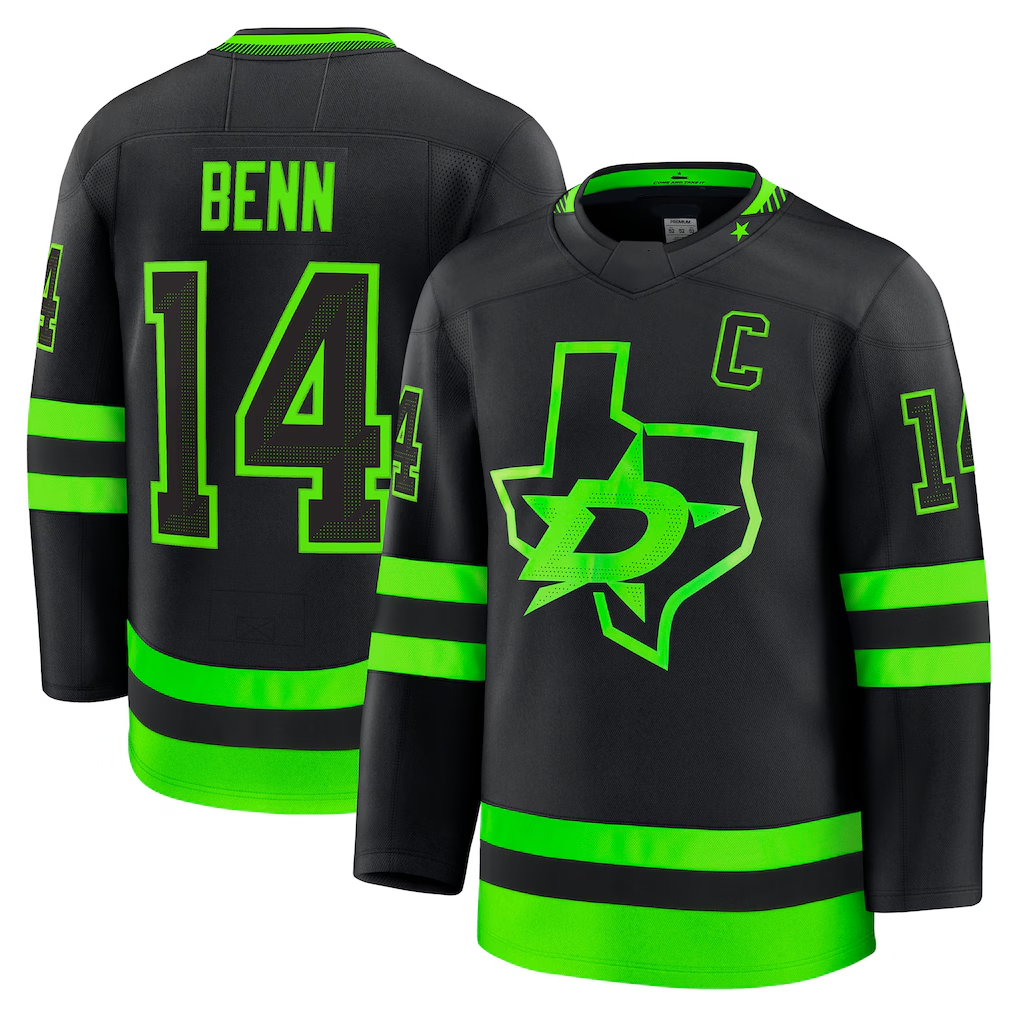 Trusc D.Stars #14 Jamie Benn Black Alternate Premium Jerseys