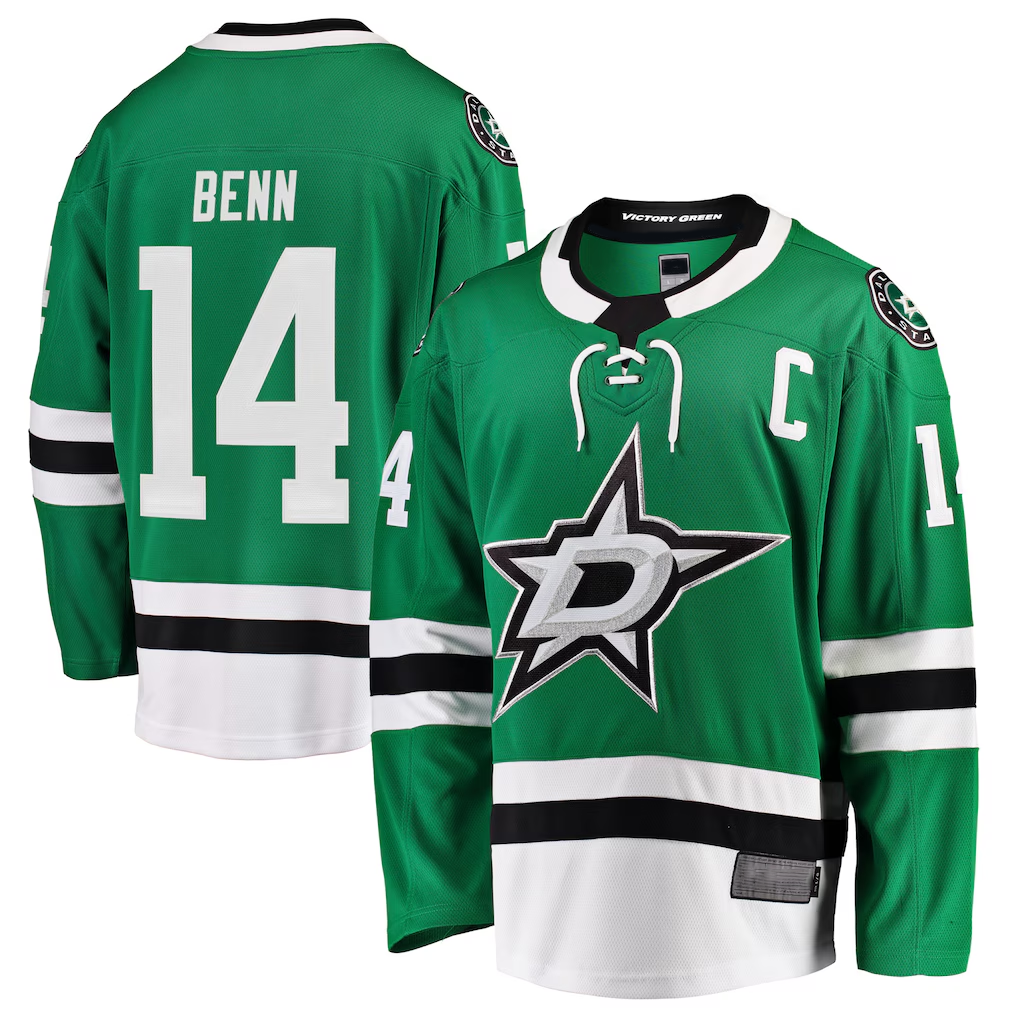 Trusc D.Stars #14 Jamie Benn Green Breakaway Player Jerseys