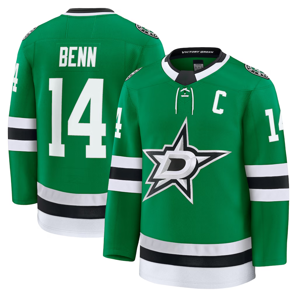 Trusc D.Stars #14 Jamie Benn Kelly Green Home Premium Jerseys