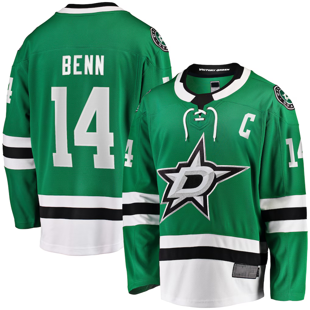 Trusc D.Stars #14 Jamie Benn Kelly Green Home Premium Jerseys