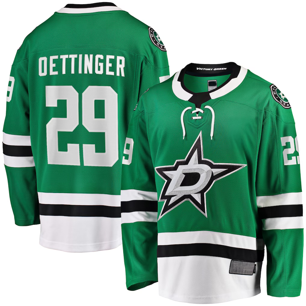 Trusc D.Stars #29 Jake Oettinger Kelly Green Home Breakaway Player Jerseys
