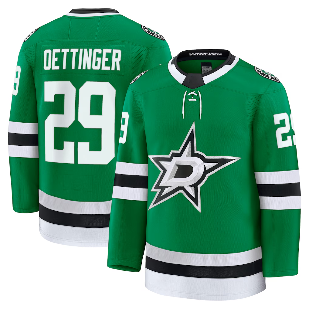 Trusc D.Stars #29 Jake Oettinger Kelly Green Home Premium Jerseys