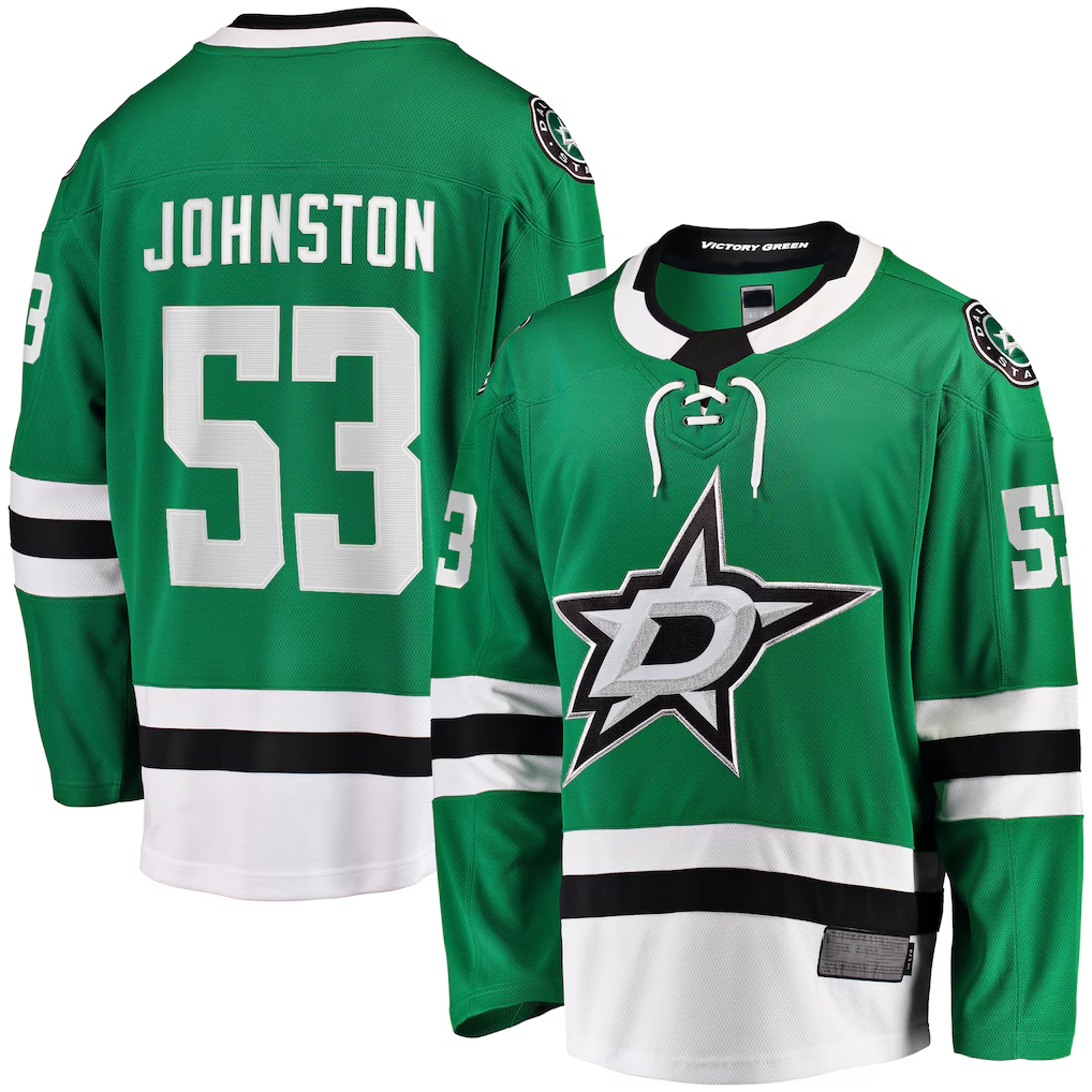 Trusc D.Stars #53 Wyatt Johnston Kelly Green Home Breakaway Player Jerseys