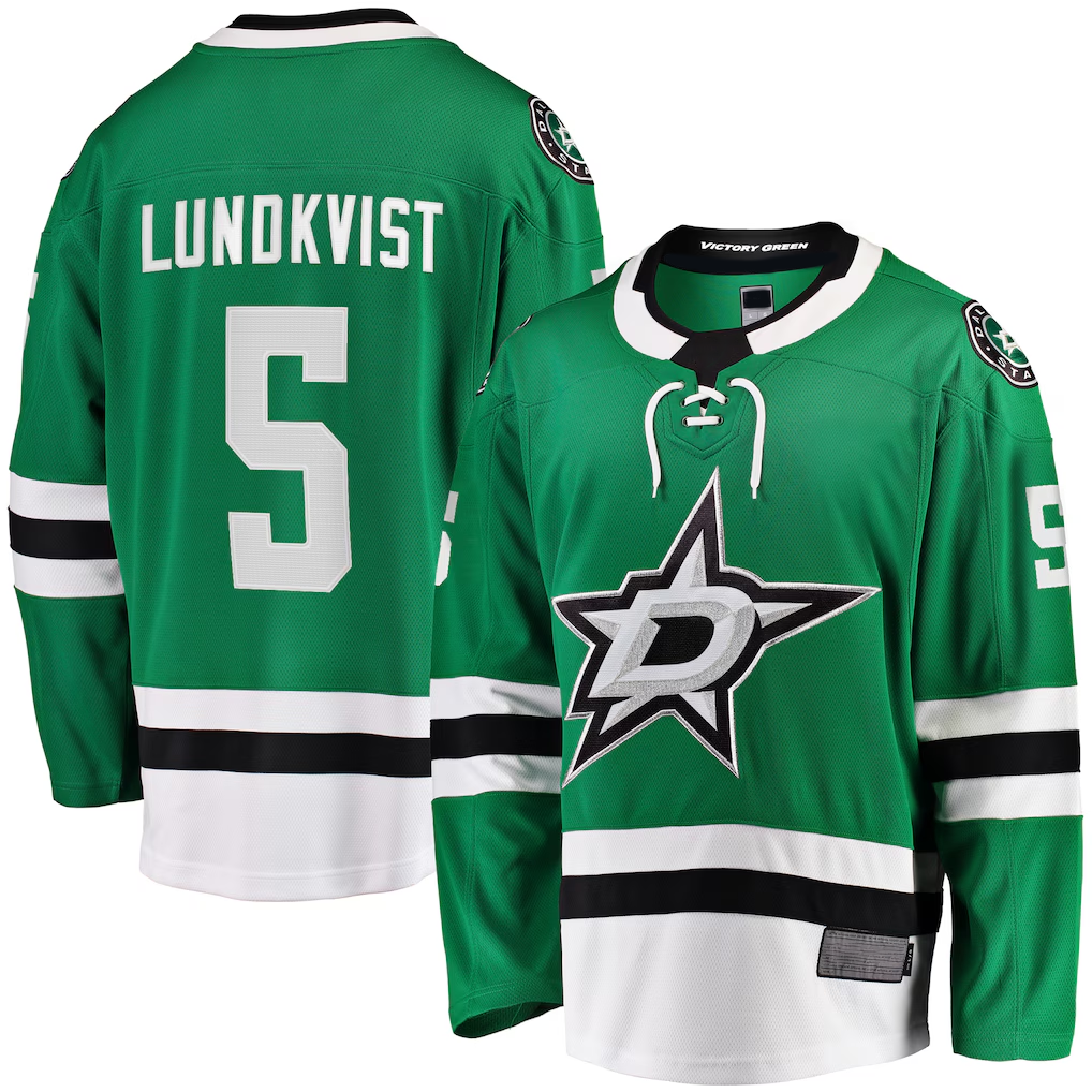 Trusc D.Stars #5 Nils Lundkvist Kelly Green Home Premier Breakaway Player Jerseys