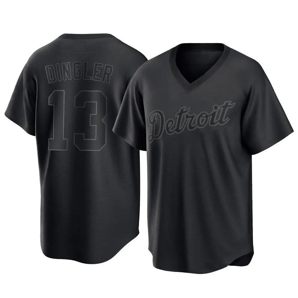 Trusc D.Tigers #13 Dillon Dingler Player Black T-shirt Home Game Stitched Jerseys