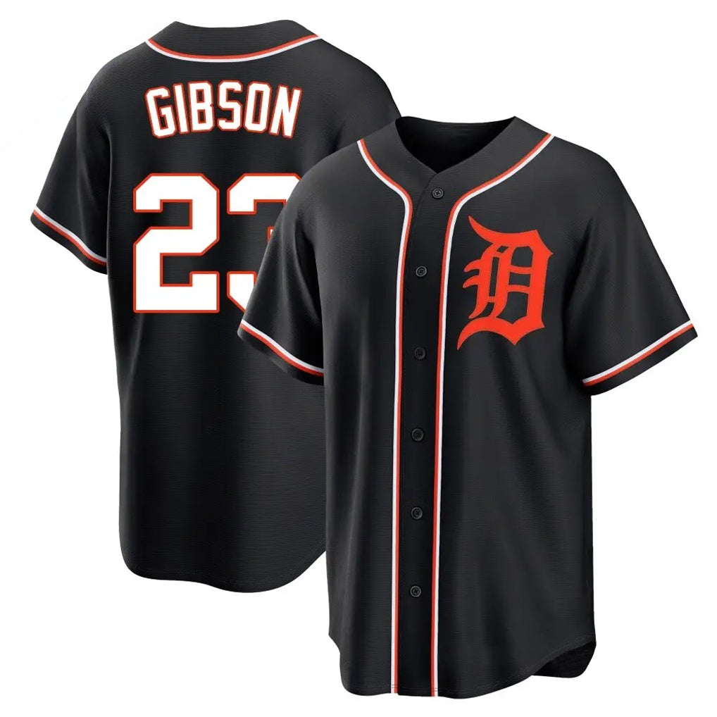 Trusc D.Tigers #23 Kirk Gibson Player Black Fashion Out Home Game Stitched Jerseys