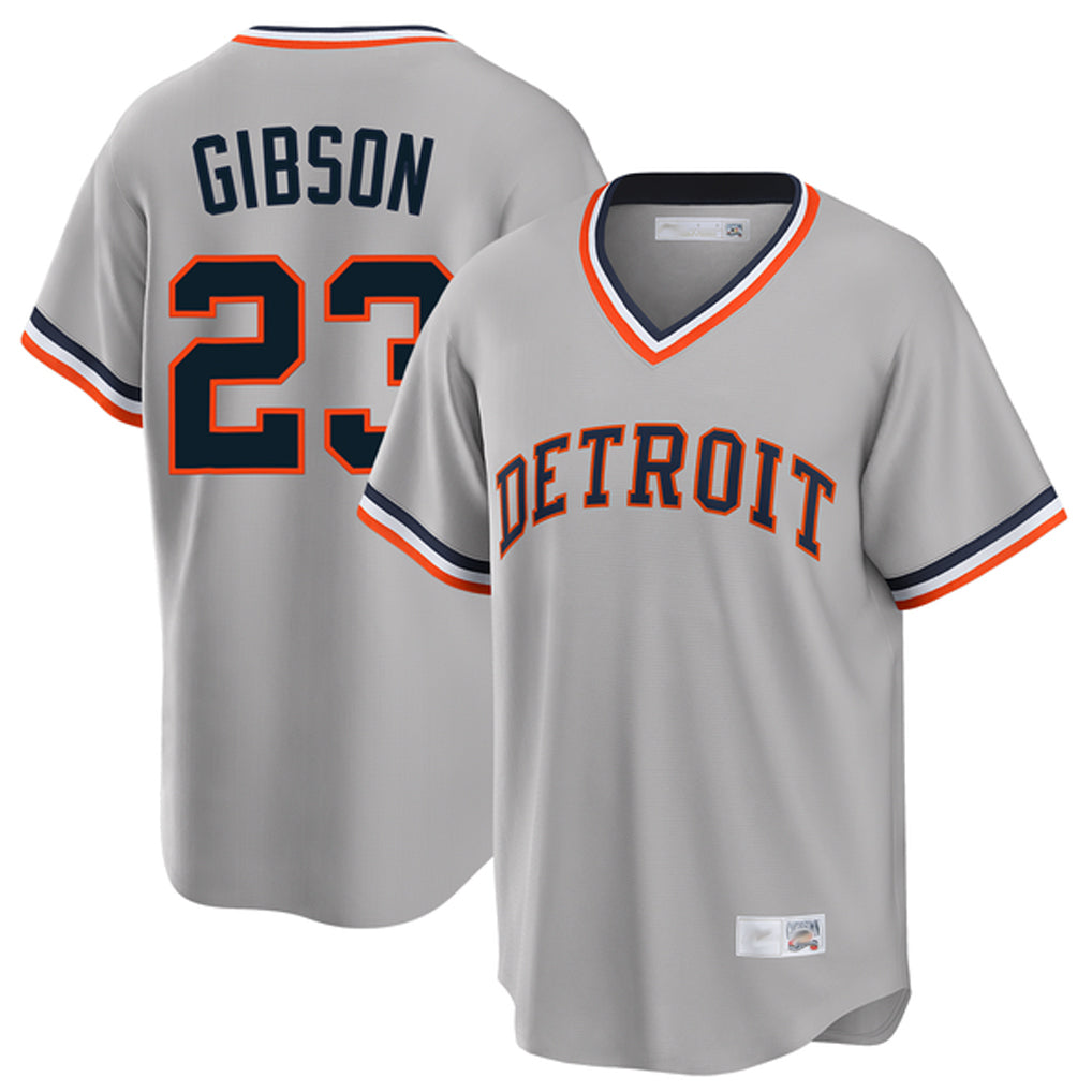 Trusc D.Tigers #23 Kirk Gibson Player Gray Cooperstown T-shirt Home Game Stitched Jerseys