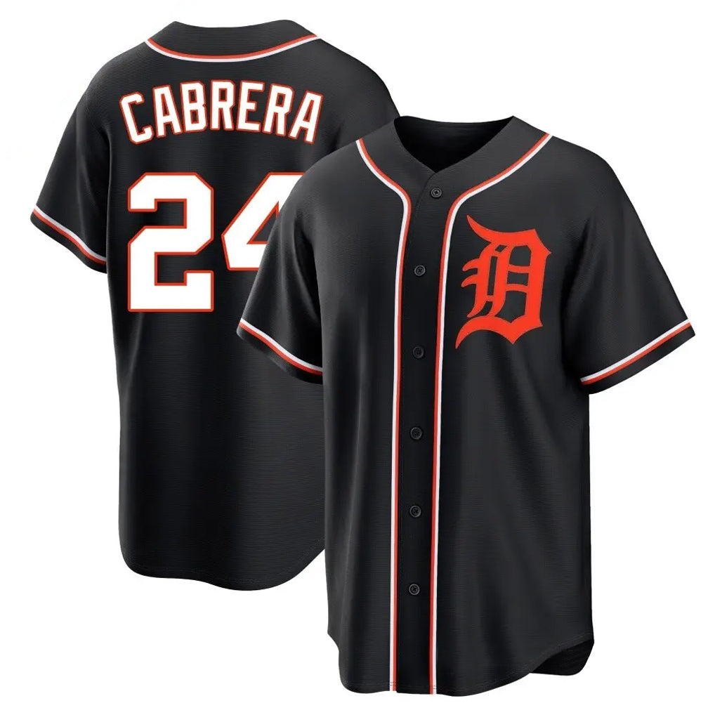 Trusc D.Tigers #24 Miguel Cabrera Player Black Fashion Out Home Game Stitched Jerseys