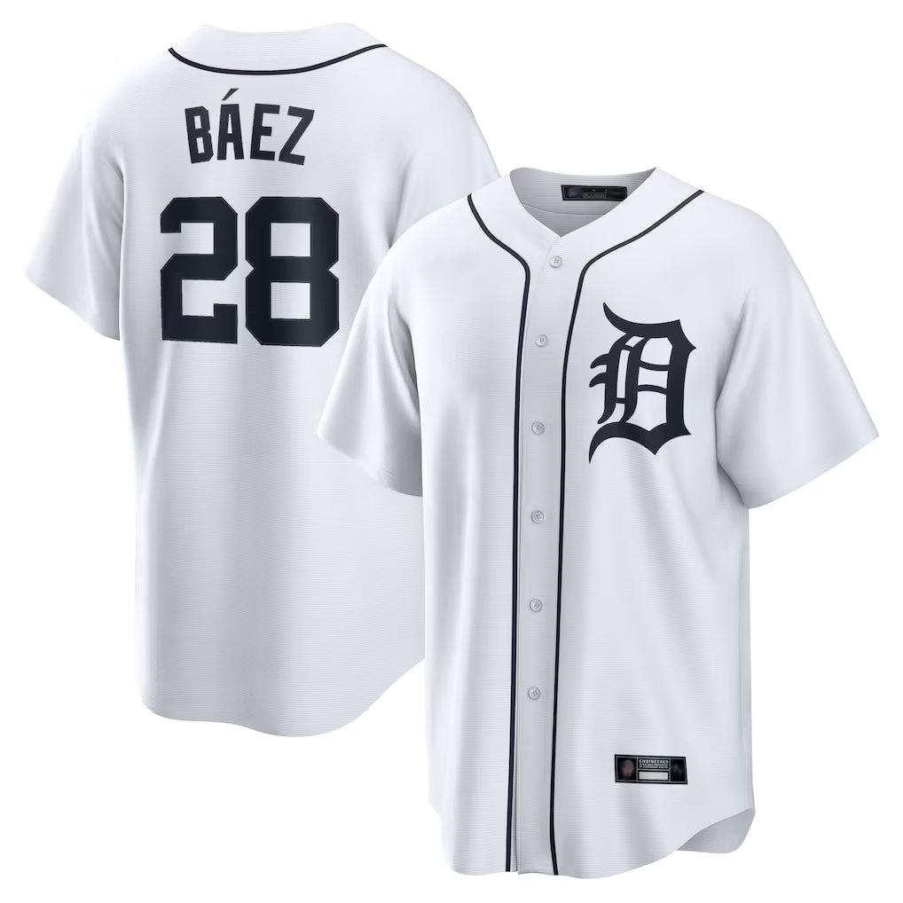 Trusc D.Tigers #28 Javier B¡§¡éez Player White Home Game Stitched Jerseys