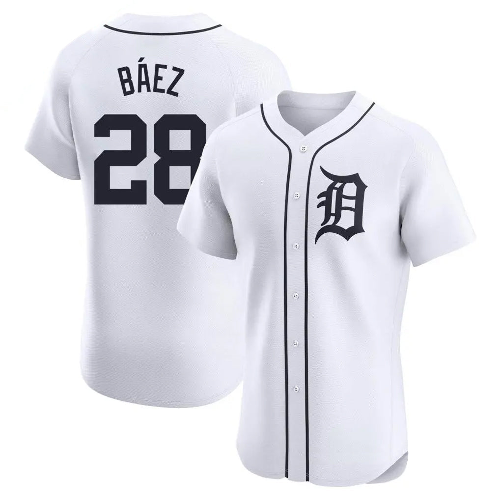 Trusc D.Tigers #28 Javier B¡§¡éez Player White Limited Elite Home Stitched Jerseys