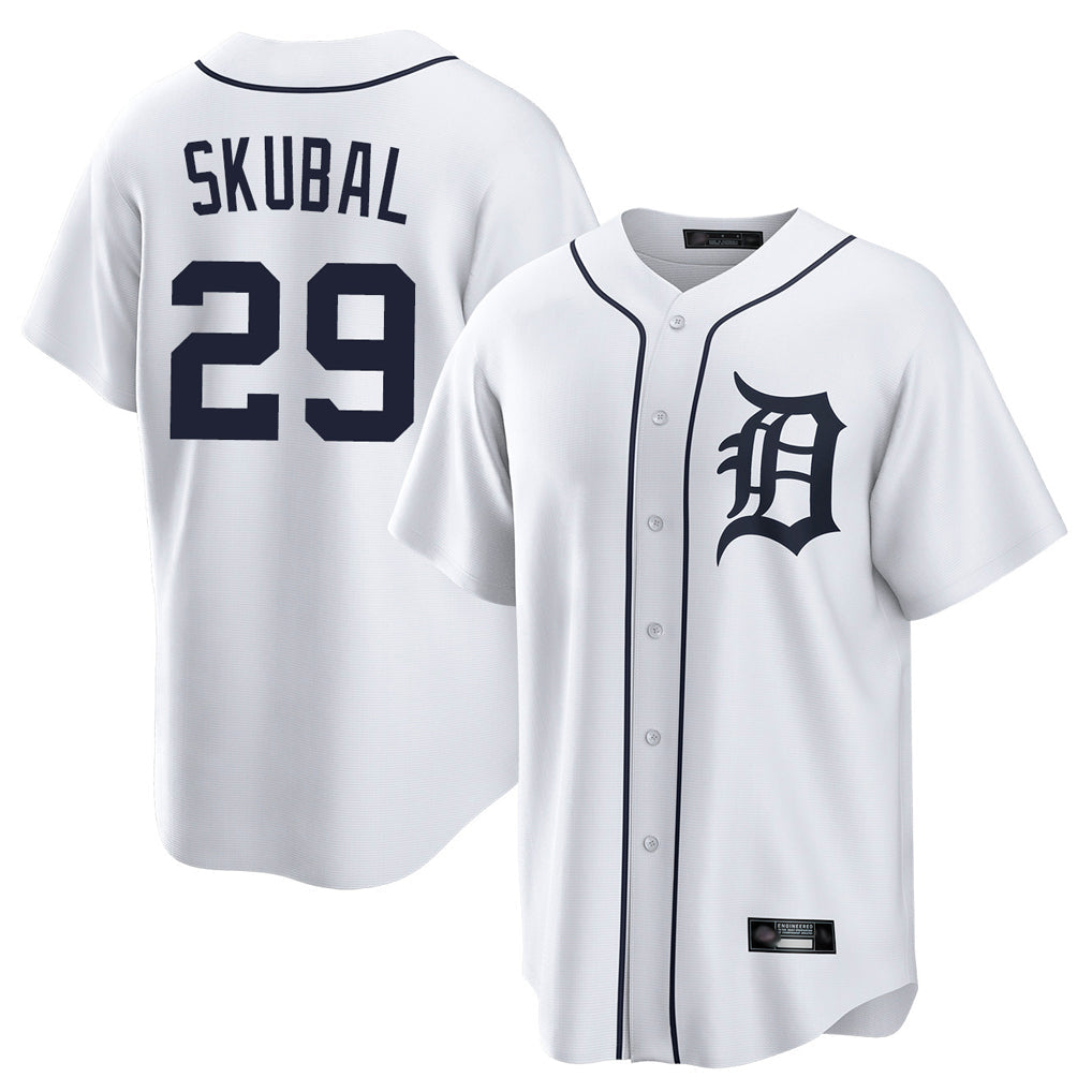 Trusc D.Tigers #29 Tarik Skubal Player White Home Game Stitched Jerseys
