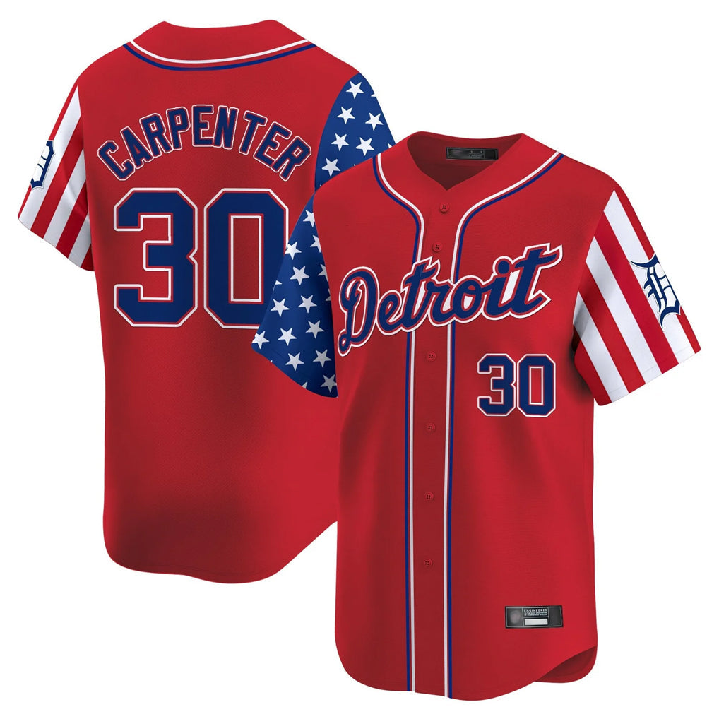 Trusc D.Tigers #30 Kerry Carpenter Player Red Independence Day Vapor Premier Limited Stitched Jerseys