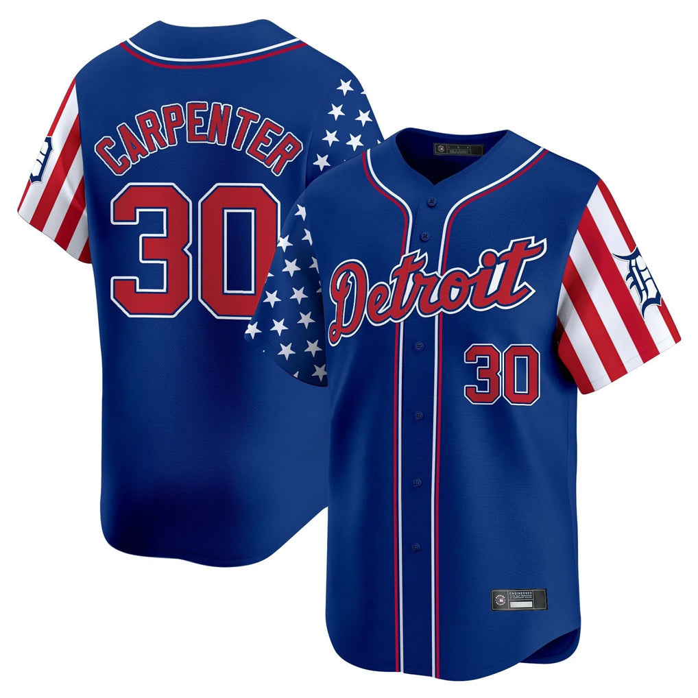Trusc D.Tigers #30 Kerry Carpenter Player Royal Independence Day Vapor Premier Limited Stitched Jerseys