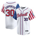 Trusc D.Tigers #30 Kerry Carpenter Player White Independence Day Vapor Premier Limited Stitched Jerseys