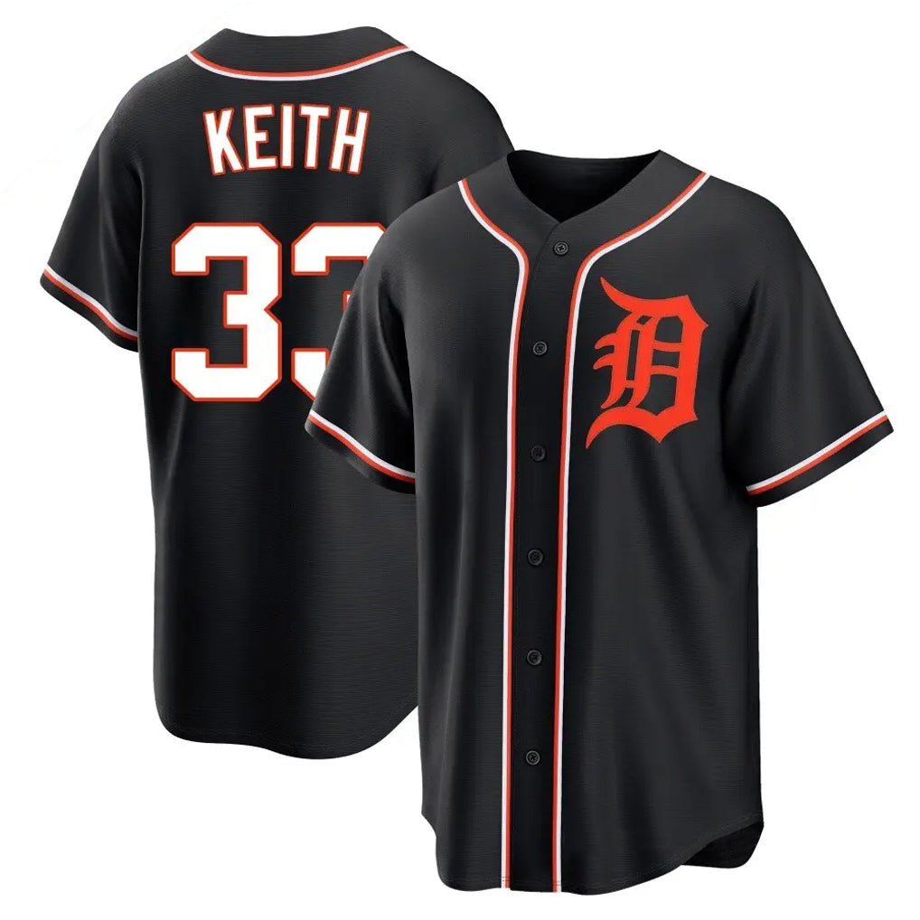 Trusc D.Tigers #33 Colt Keith Player Black Fashion Out Home Game Stitched Jerseys