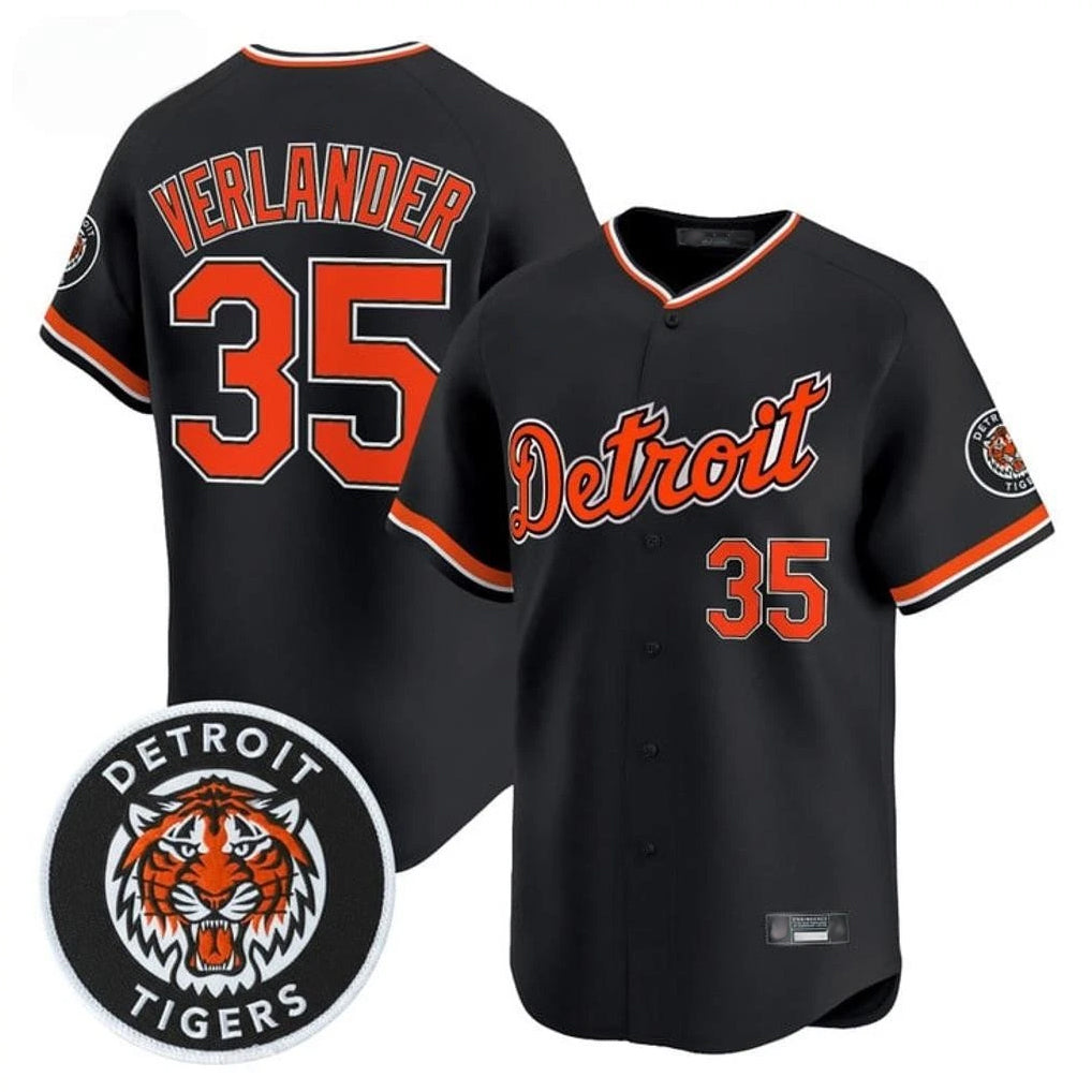 Trusc D.Tigers #35 Justin Verlander Player Black Limited Home Stitched Jerseys