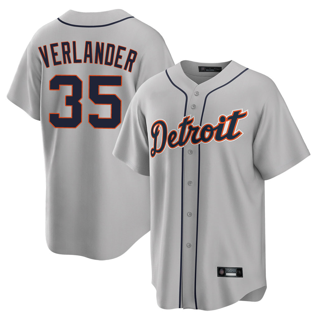 Trusc D.Tigers #35 Justin Verlander Player Gray Home Game Stitched Jerseys