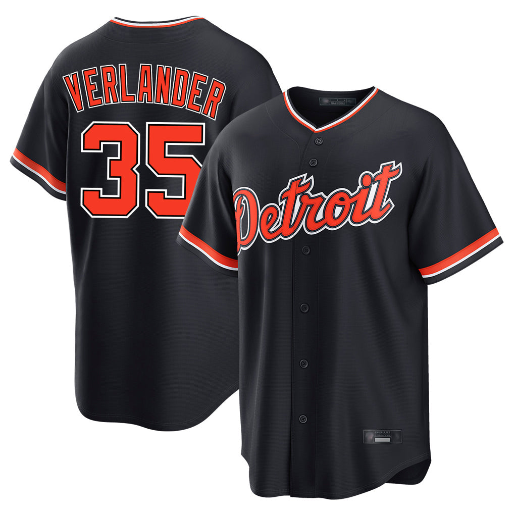 Trusc D.Tigers #35 Justin Verlander Player Navy Home Game Stitched Jerseys