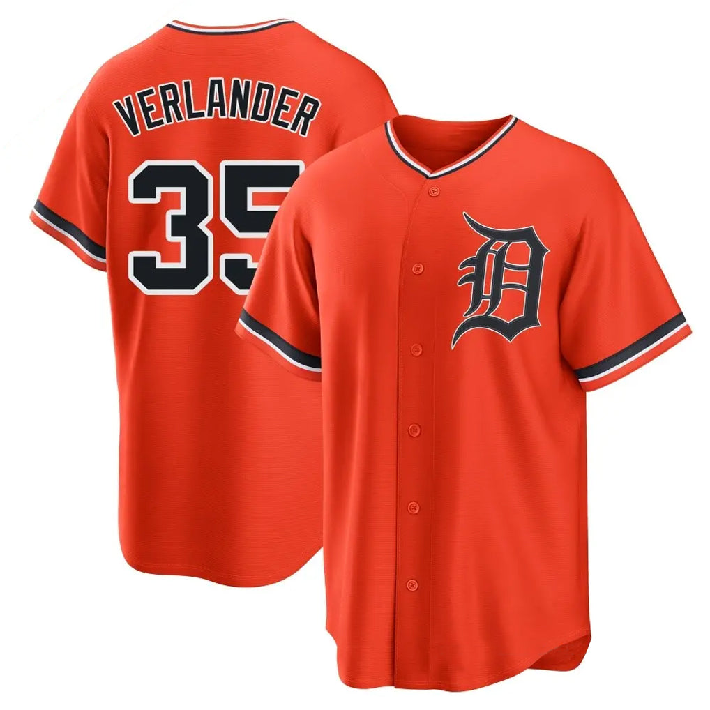 Trusc D.Tigers #35 Justin Verlander Player Orange Home Game Stitched Jerseys
