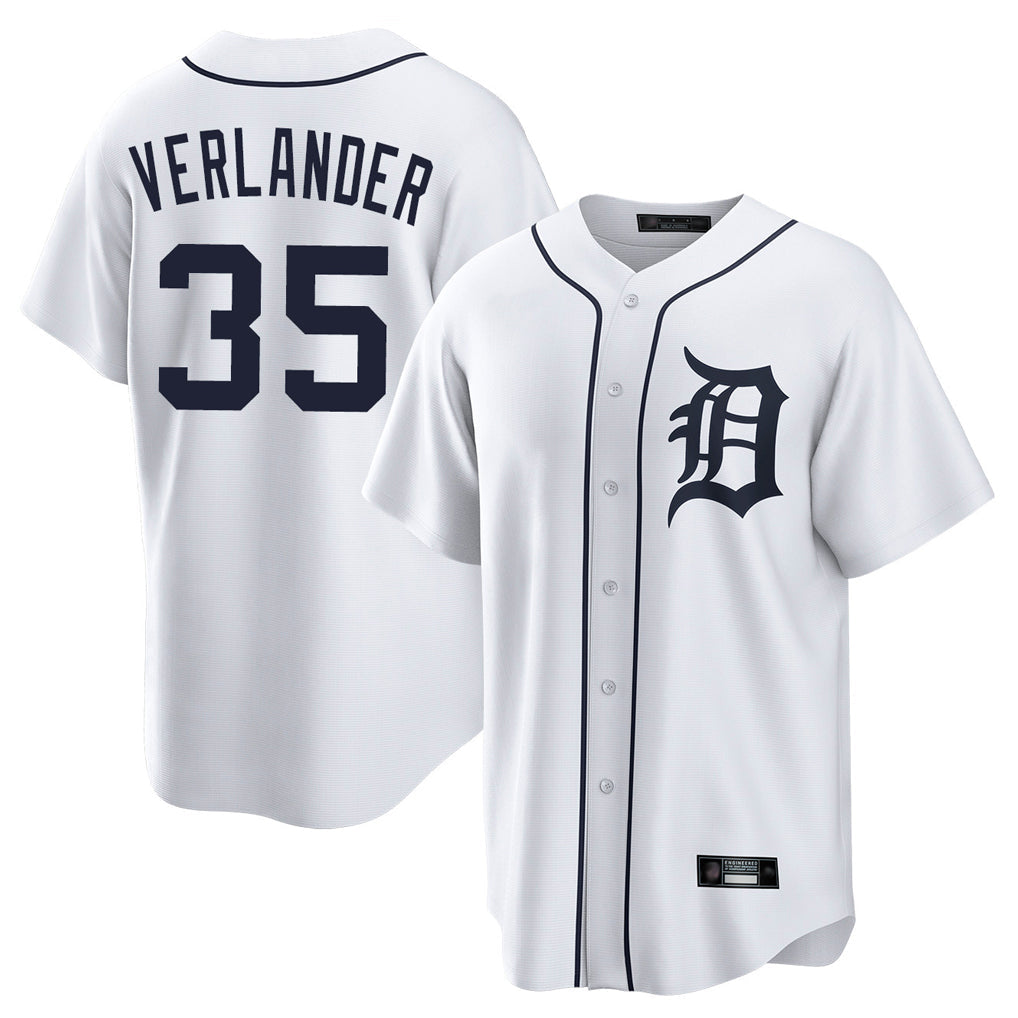Trusc D.Tigers #35 Justin Verlander Player White Home Game Stitched Jerseys