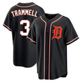 Trusc D.Tigers #3 Alan Trammell Player Black Fashion Out Home Game Stitched Jerseys