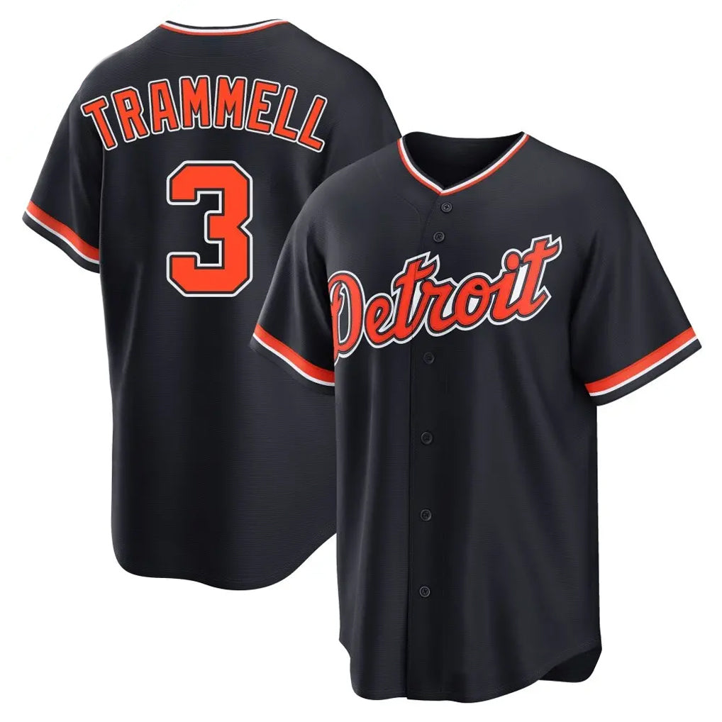 Trusc D.Tigers #3 Alan Trammell Player Navy Home Game Stitched Jerseys