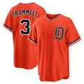 Trusc D.Tigers #3 Alan Trammell Player Orange Home Game Stitched Jerseys
