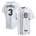 Trusc D.Tigers #3 Alan Trammell Player White Home Game Stitched Jerseys