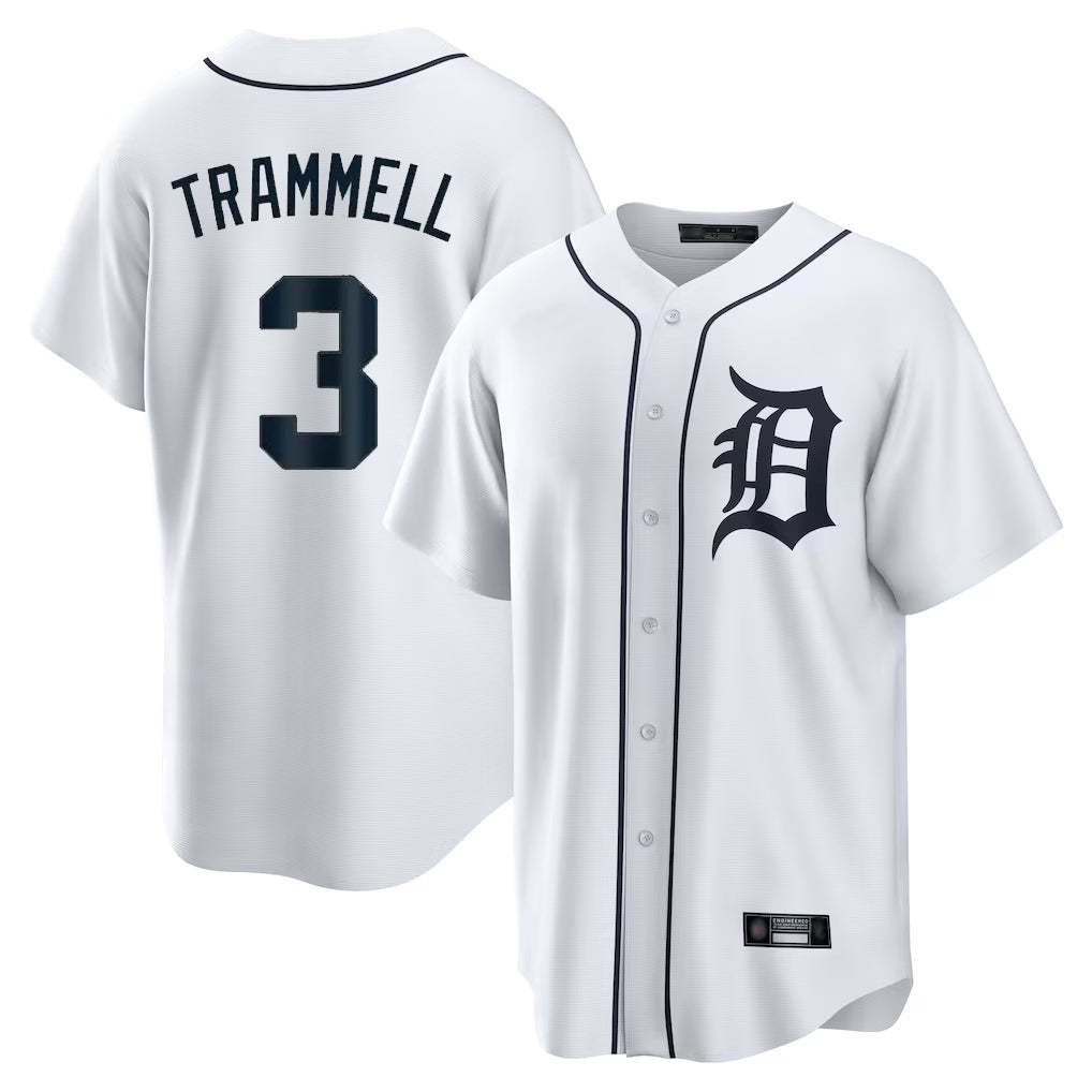 Trusc D.Tigers #3 Alan Trammell Player White Home Game Stitched Jerseys