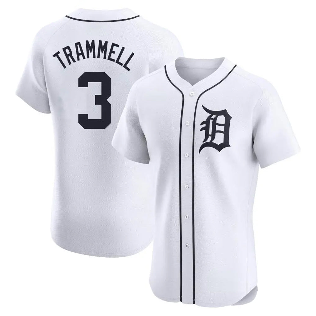 Trusc D.Tigers #3 Alan Trammell Player White Limited Elite Home Stitched Jerseys