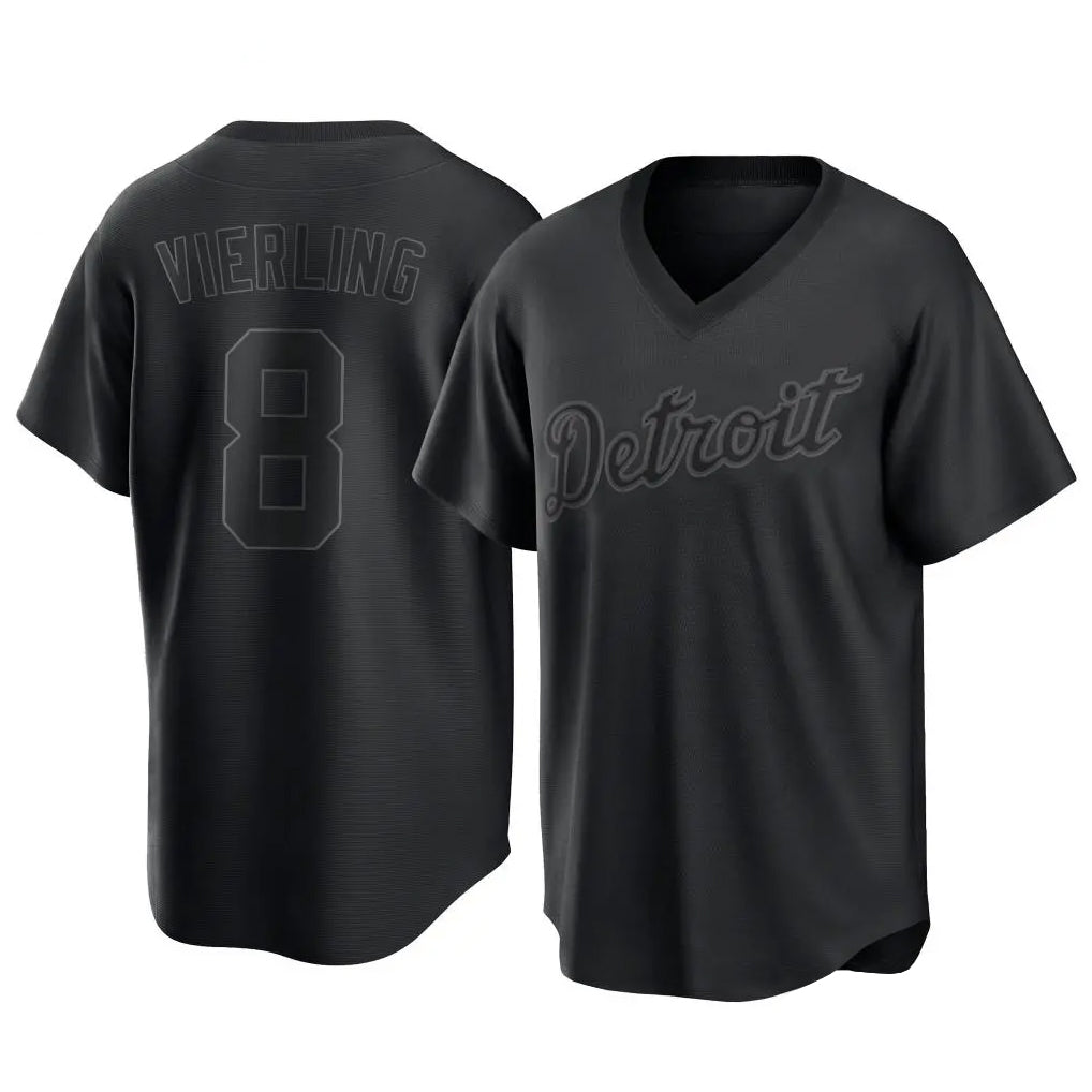 Trusc D.Tigers #8 Matt Vierling Player Black T-shirt Home Game Stitched Jerseys