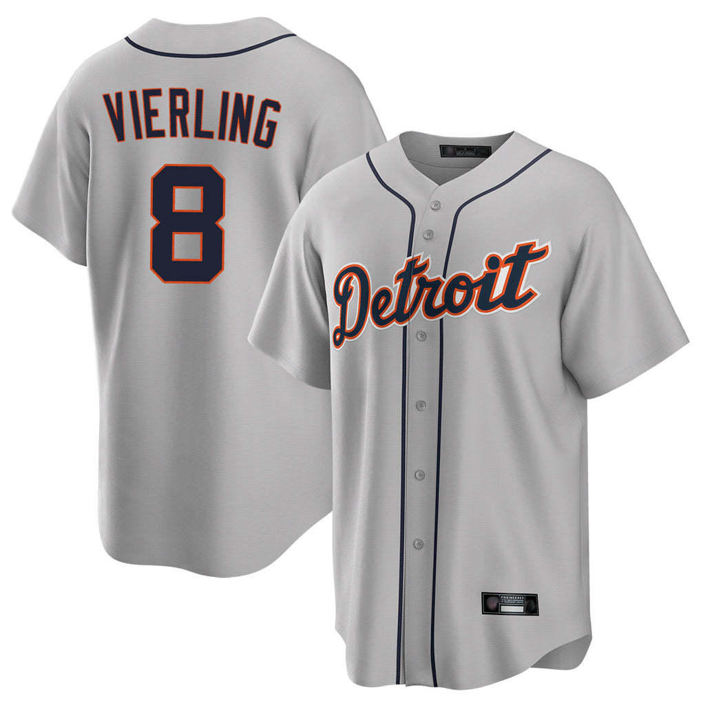 Trusc D.Tigers #8 Matt Vierling Player Gray Home Game Stitched Jerseys