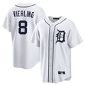 Trusc D.Tigers #8 Matt Vierling Player White Home Game Stitched Jerseys