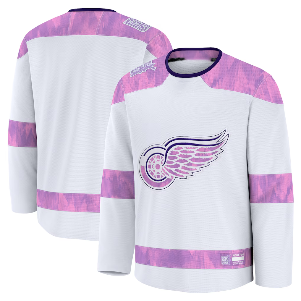 Trusc D.Red wings White 2024 Hockey Fights Cancer Practice Jerseys