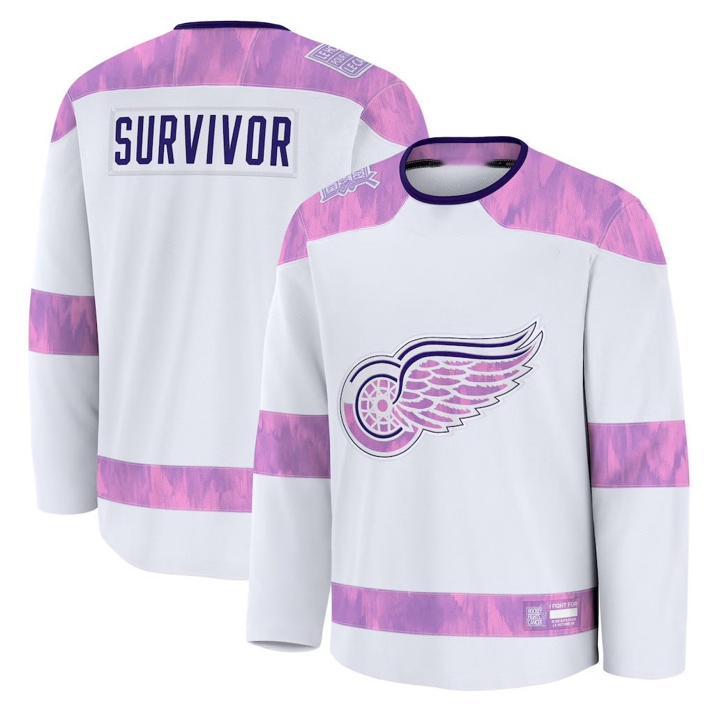 Trusc D.Red wings White Hockey Fights Cancer Survivor Practice Jerseys