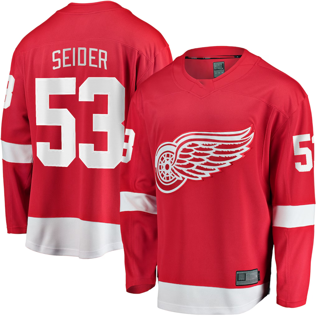 Trusc D.Red wings #53 Moritz Seider Red Home Breakaway Player Jerseys
