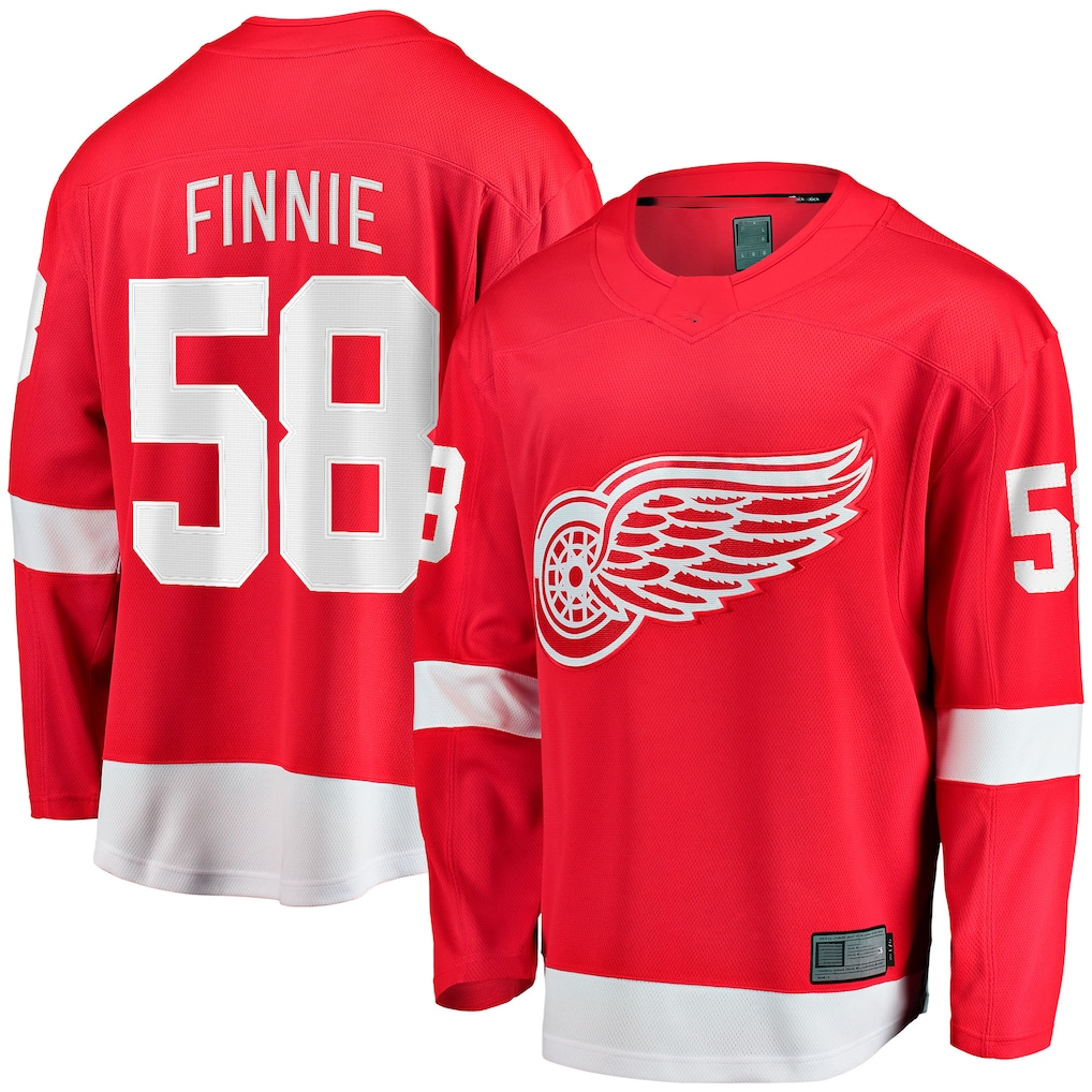 Trusc D.Red wings #58 Emmitt Finnie Red Home Breakaway Jerseys