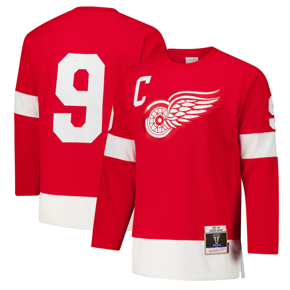 Trusc D.Red wings #9 Gordie Howe Red 1960-61 Power Play Jerseys