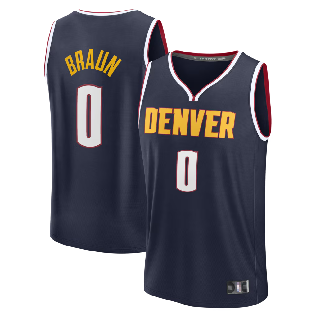 Trusc D.Nuggets #0 Christian Braun Navy Fast Break Replica Jerseys - Icon Edition